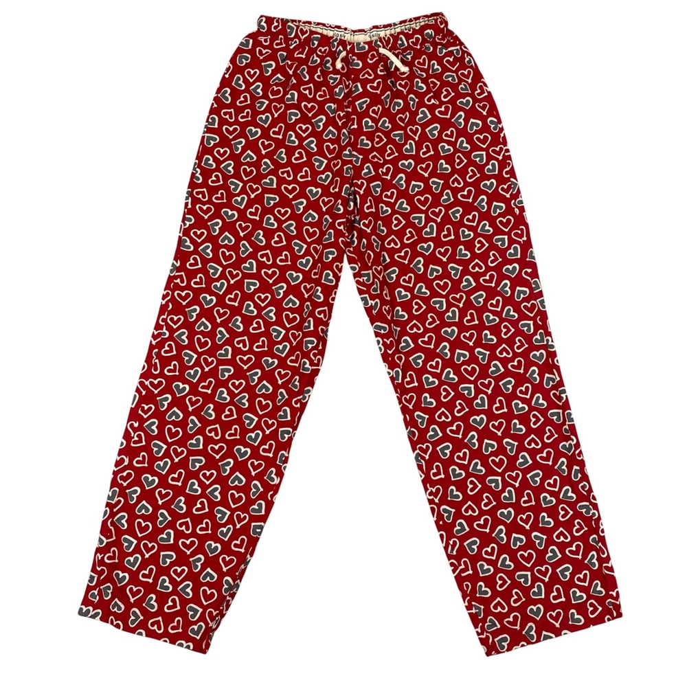 Old Navy Heart Print Cotton Drawstring Pajama Pants Women Medium Red‎ Comfy